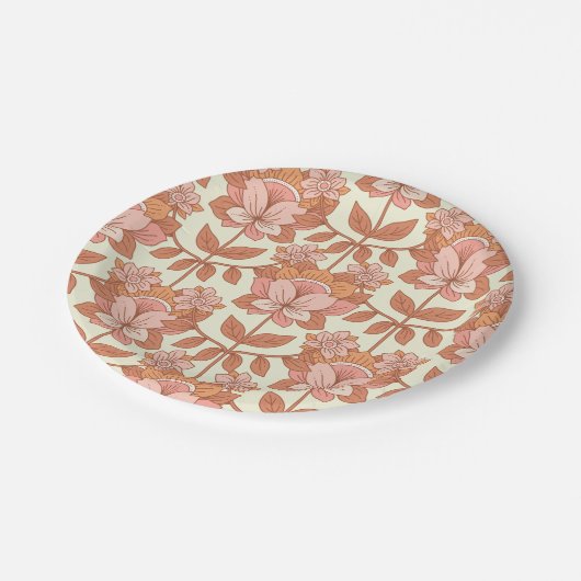 70年代レトロインスパイア結婚の ペーパープレート (アングル)