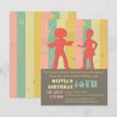 70年代レトロティーン ディスコダンス 誕生日パーティー 招待状 (正面/裏面)