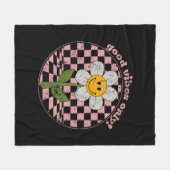 70年代レトロデイジー |良い雰囲気のみ フリースブランケット (正面(横))