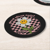 70年代レトロデイジー |良い雰囲気のみ ラウンドペーパーコースター (アングル)