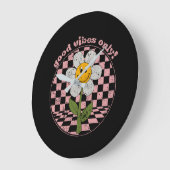 70年代レトロデイジー |良い雰囲気のみ ラージ壁時計 (傾斜)