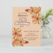 70年代レトロヒッピーフラワー30歳誕生日 招待状 (スタンド正面)