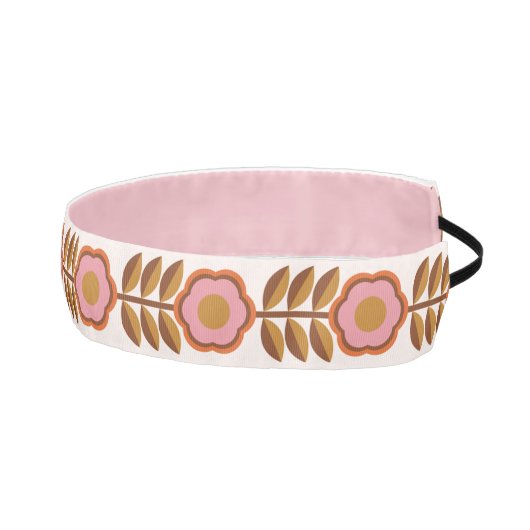 70年代レトロピンク茶色の花のパワーシームレス アスレチックヘッドバンド (右)
