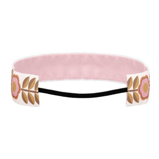 70年代レトロピンク茶色の花のパワーシームレス アスレチックヘッドバンド (裏面)