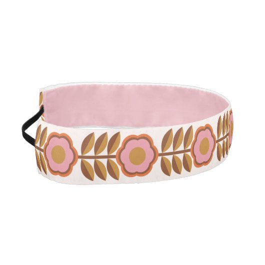 70年代レトロピンク茶色の花のパワーシームレス アスレチックヘッドバンド (左)