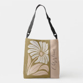 70年代レトロピーチ – アイボリー – ブラウン独身の花 クロスボディバッグ (裏面)