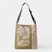 70年代レトロピーチ – アイボリー – ブラウン独身の花 クロスボディバッグ (裏面)