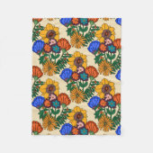 70年代レトロフローラ真珠 – ミッドセンチュリーモダン フリースブランケット (正面)