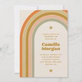 70年代レトロレインボーGroovy大人の誕生日パーティー 招待状 (正面)