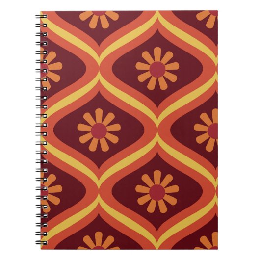 70年代レトロヴィンテージミッドセンチュリーモダンシームレスパット ノートブック (正面)