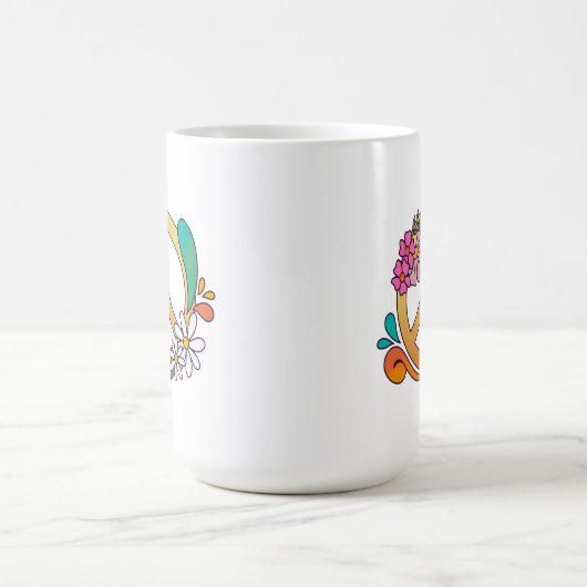 70年代レトロ平和サイン15ozマグカップ コーヒーマグカップ (中央)