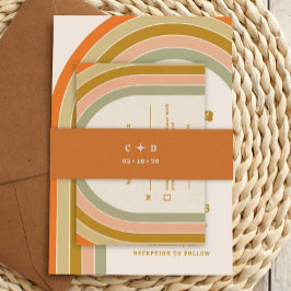 70年代レトロ結婚Groovy 招待状ベリーバンド