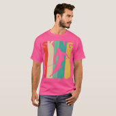 70年代レトロ スキーギフト スキーヤー プレゼント Tシャツ (正面フル)