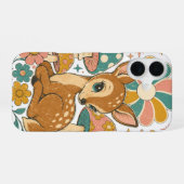 70年代レトロ ティール&ピンク 子鹿 iPhone 16ケース (裏面横)