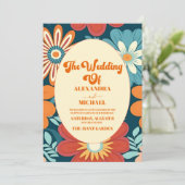 70年代レトロ フラワー ウェディング 招待状 (スタンド正面)