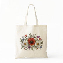 70年代レトロ「Be a Wildflower」キャンバストートバッグ
