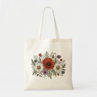70年代レトロ「Be a Wildflower」キャンバストートバッグ トートバッグ