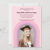 70年代レトロGroovyピンクアーチファンキー写真卒業 招待状 (裏面)