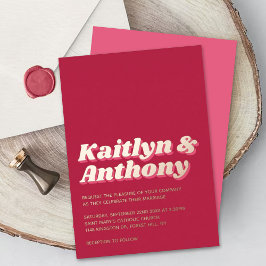 70年代レトロGroovy Vivaマゼンダ結婚ン実在ズ 箔招待状