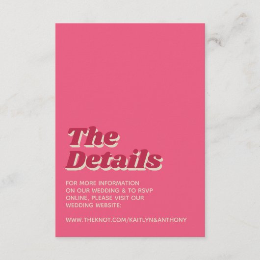 70年代レトロGroovy Vivaマゼンダ結婚ン詳細 エンクロージャーカード (正面)