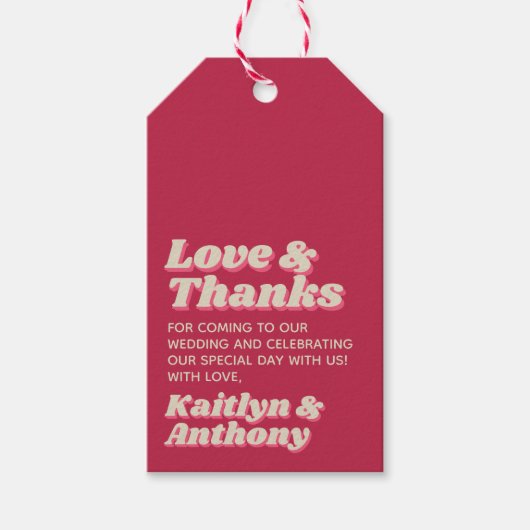 70年代レトロGroovy Vivaマゼンダ結婚ン ギフトタグ (正面)