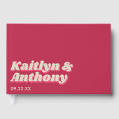 70年代レトロGroovy Vivaマゼンダ結婚ン ゲストブック (正面)