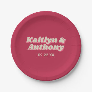 70年代レトロGroovy Vivaマゼンダ結婚ン ペーパープレート