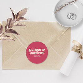 70年代レトロGroovy Vivaマゼンダ結婚ン ラウンドシール