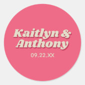 70年代レトロGroovy Vivaマゼンダ結婚ン ラウンドシール (正面)