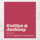 70年代レトロGroovy Vivaマゼンダ結婚ン ワインラベル (シングルラベル)