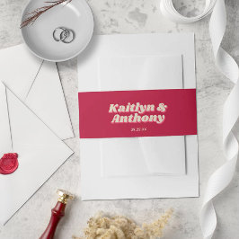 70年代レトロGroovy Vivaマゼンダ結婚ン 招待状ベリーバンド