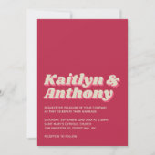 70年代レトロGroovy Vivaマゼンダ結婚ン 招待状 (正面)