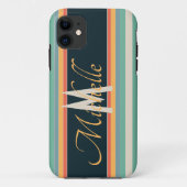 70年代ヴィンテージカラフルストライプモノグラムイニシャル Case-Mate iPhoneケース (裏面)