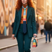 70年代ヴィンテージネイビーブルーイエローピンクストライプ色パターン ネクタイ