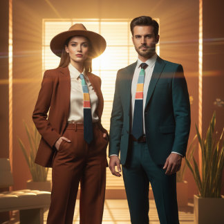 70年代ヴィンテージネイビーブルーイエローピンクストライプ色パターン ネクタイ