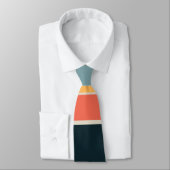 70年代ヴィンテージネイビーブルーイエローピンクストライプ色パターン ネクタイ (タイ)