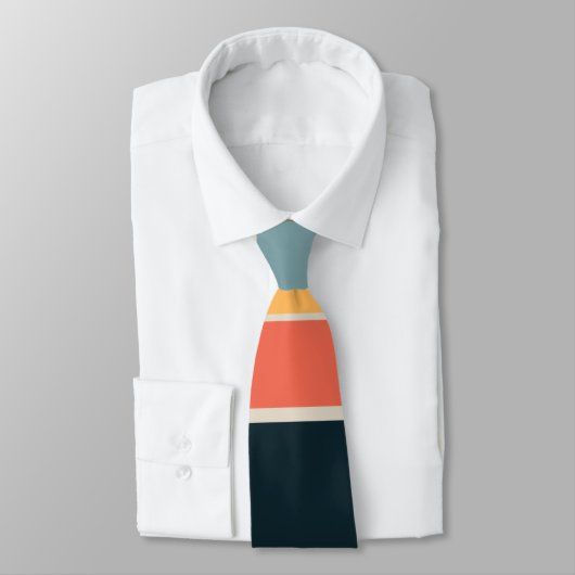 70年代ヴィンテージネイビーブルーイエローピンクストライプ色パターン ネクタイ (タイ)