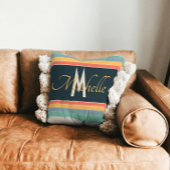 70年代ヴィンテージピンクとブルーストライプモノグラムのの クッション