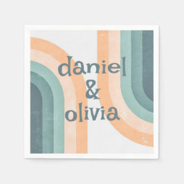 70年代ヴィンテージレインボー結婚ズ スタンダードカクテルナプキン