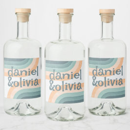 70年代ヴィンテージレインボー結婚ズ リキュールボトルラベル