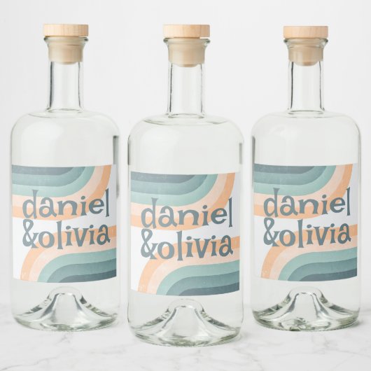 70年代ヴィンテージレインボー結婚ズ リキュールボトルラベル (ボトル)