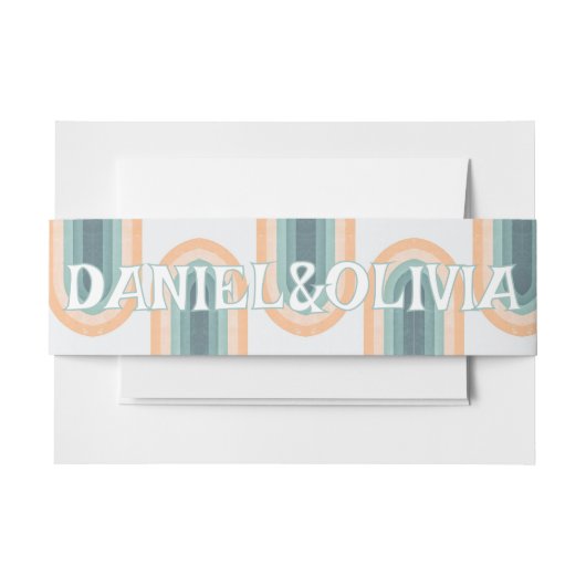 70年代ヴィンテージレインボー結婚ズ 招待状ベリーバンド (正面例)