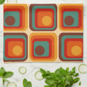 70年代半モダンばレトロヴィンテージスタイル幾何学的デザイン キッチンタオル (折り畳み)