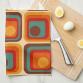 70年代半モダンばレトロヴィンテージスタイル幾何学的デザイン キッチンタオル (四つ折り)