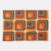 70年代半モダンばレトロヴィンテージスタイル幾何学的デザイン キッチンタオル (横)