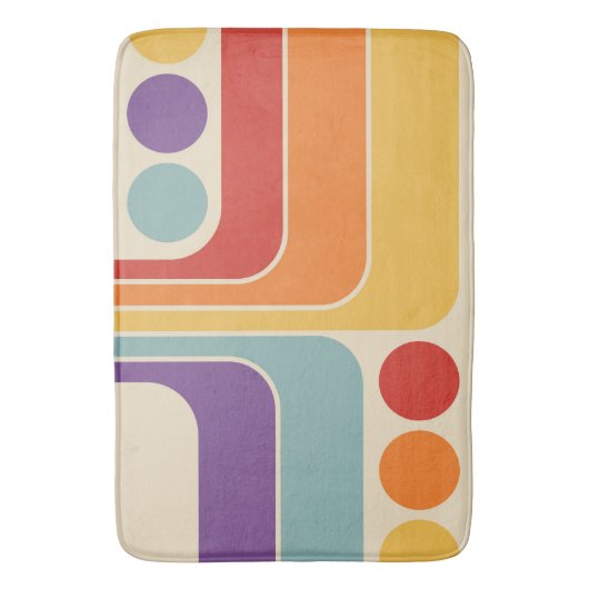 70年代半モダンばレトロヴィンテージスタイル幾何学的デザイン バスマット (正面縦)