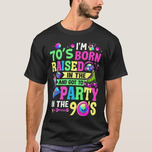 70年代生まれ、80年代で育ち、パーティーに参加する Tシャツ (正面)