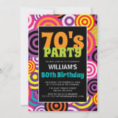 70年代風カラフルサークル 誕生日招待状 招待状 (正面)