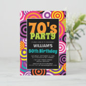 70年代風カラフルサークル 誕生日招待状 招待状 (スタンド正面)