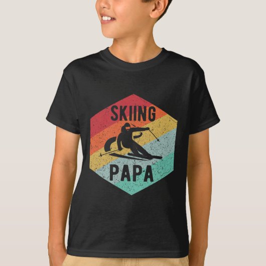 70年代風スキーおやじ メンズスキーギフト Tシャツ (正面)